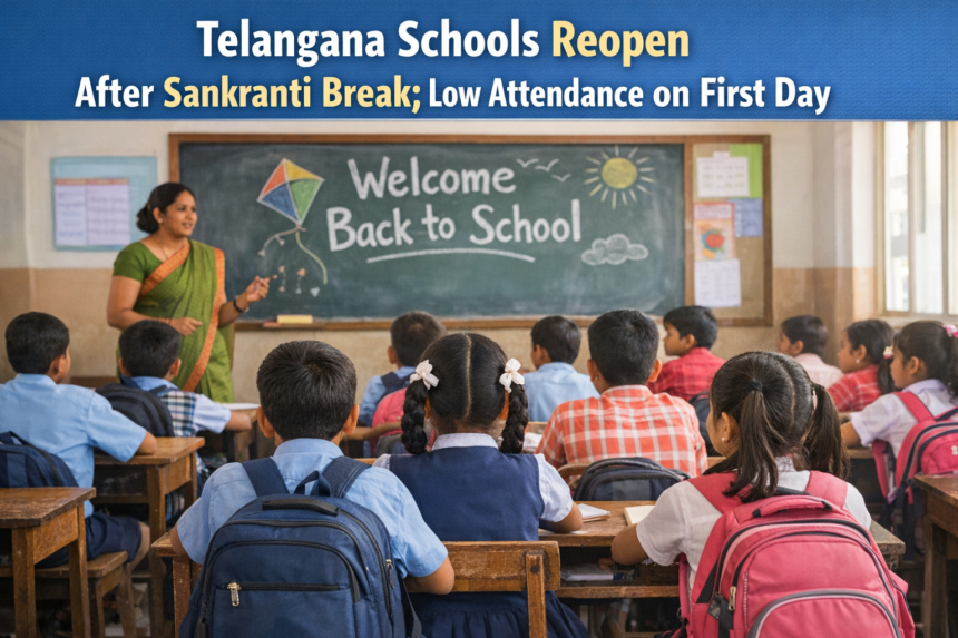 ChatGPT Image Jan 17, 2026, 12_56_29 PM Telangana Schools Reopen After Sankranti Break; Attendance Low on First Day